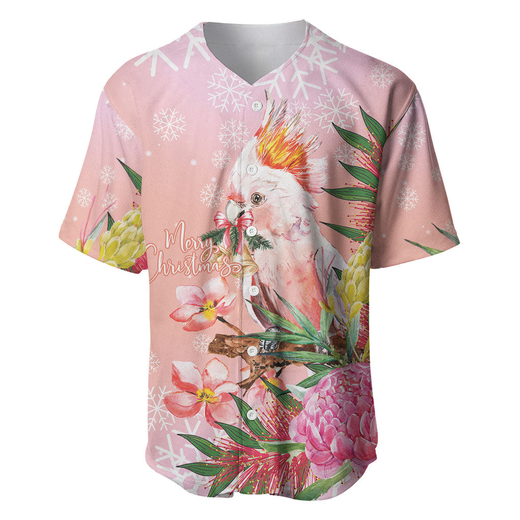 Australia Christmas Pink Cockatoo with Banksia Baseball Jersey Coral Pink