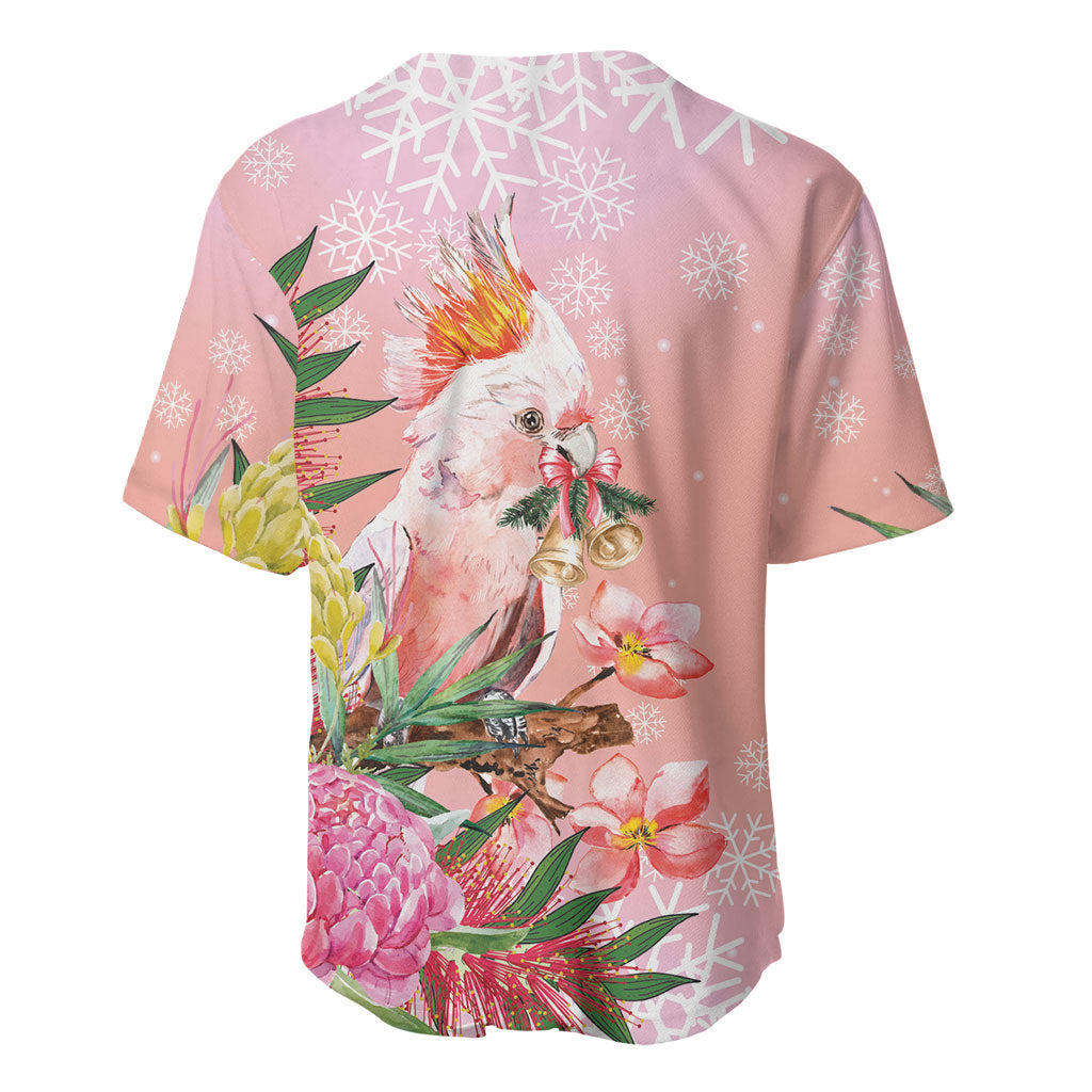 Australia Christmas Pink Cockatoo with Banksia Baseball Jersey Coral Pink