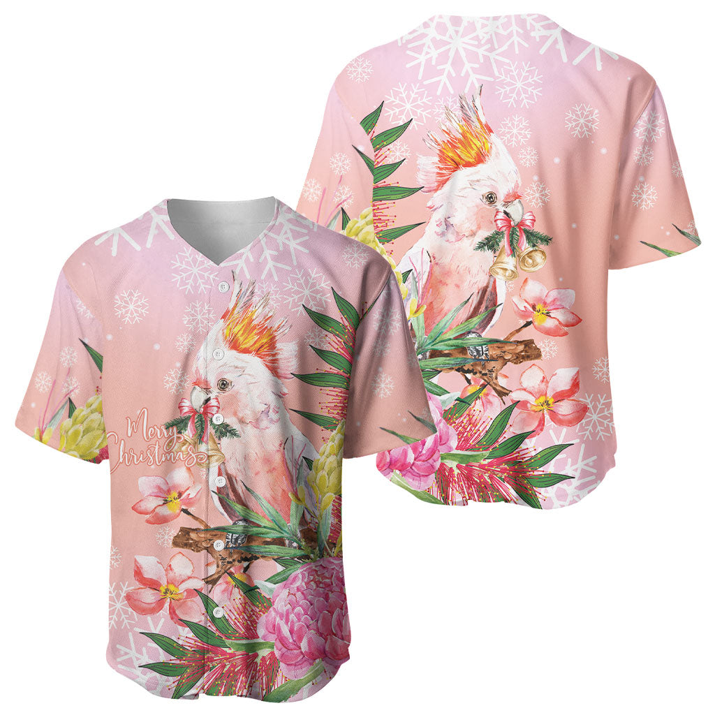 Australia Christmas Pink Cockatoo with Banksia Baseball Jersey Coral Pink
