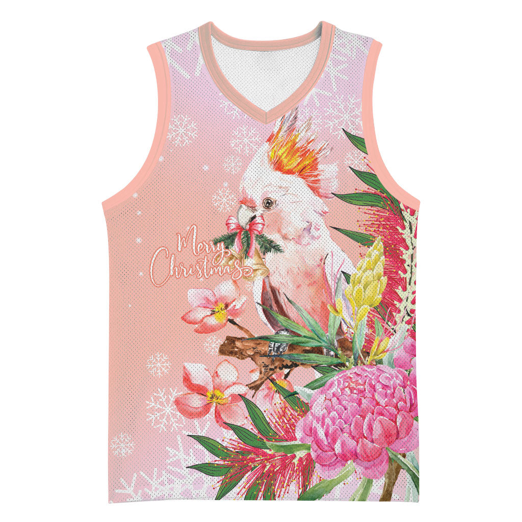 Australia Christmas Pink Cockatoo with Banksia Basketball Jersey Coral Pink