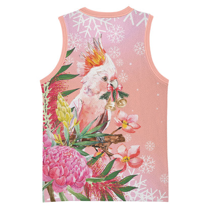 Australia Christmas Pink Cockatoo with Banksia Basketball Jersey Coral Pink