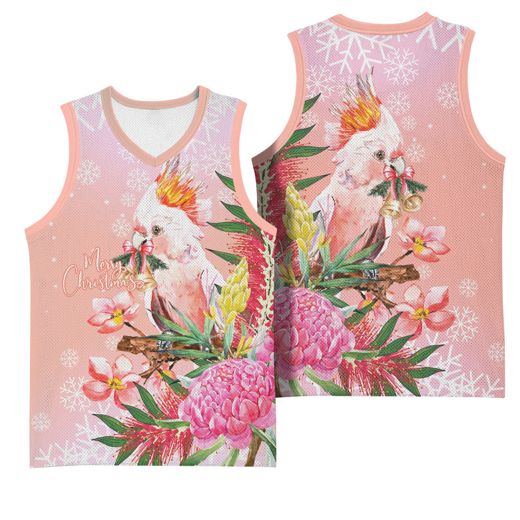 Australia Christmas Pink Cockatoo with Banksia Basketball Jersey Coral Pink