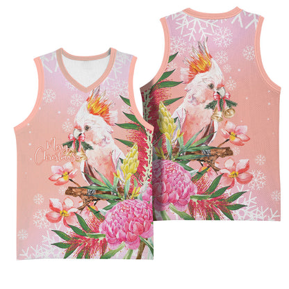 Australia Christmas Pink Cockatoo with Banksia Basketball Jersey Coral Pink