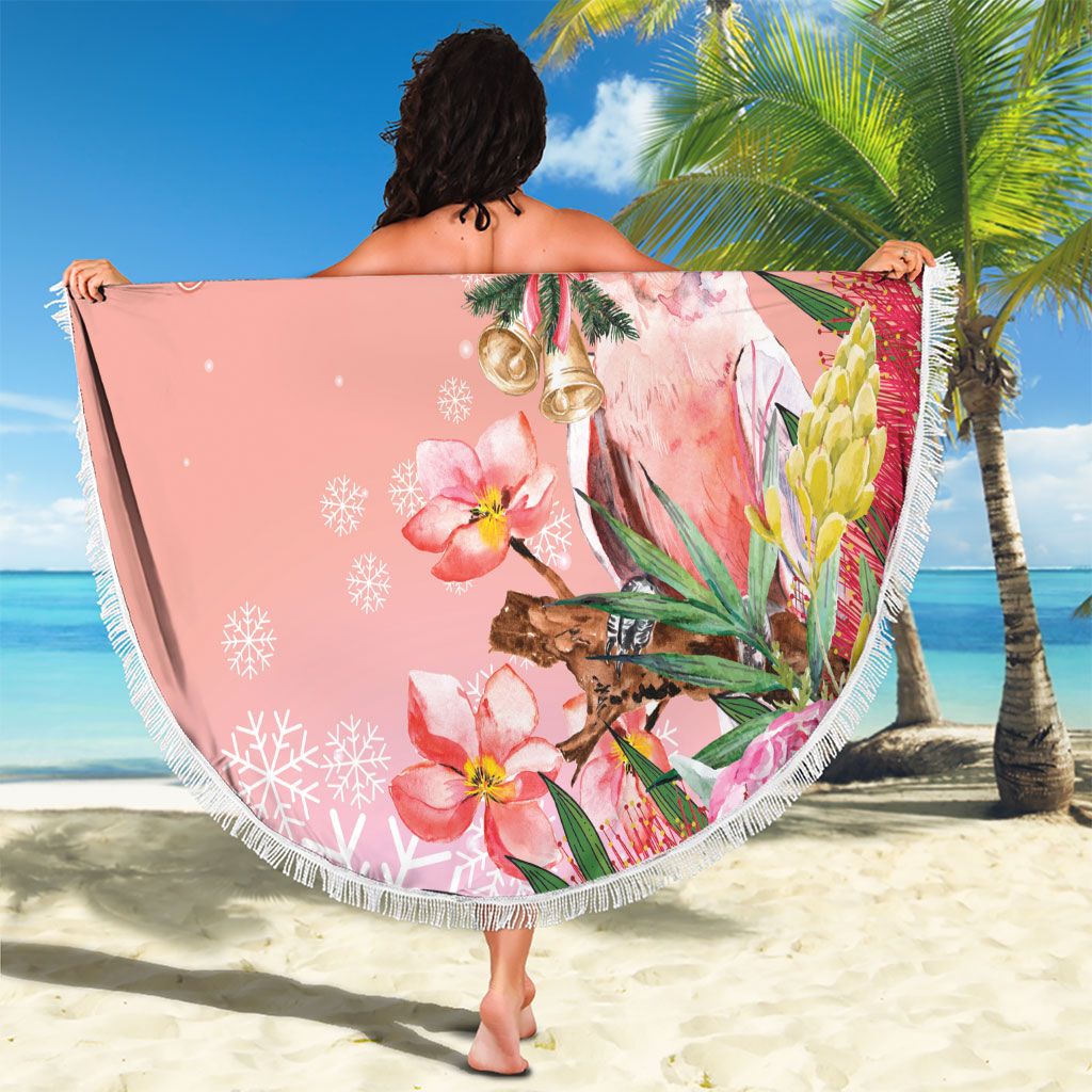 Australia Christmas Pink Cockatoo with Banksia Beach Blanket Coral Pink