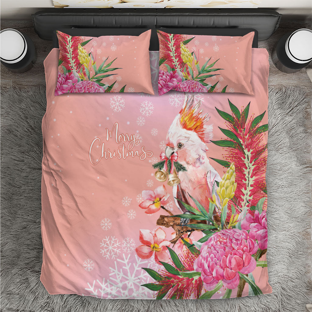 Australia Christmas Pink Cockatoo with Banksia Bedding Set Coral Pink