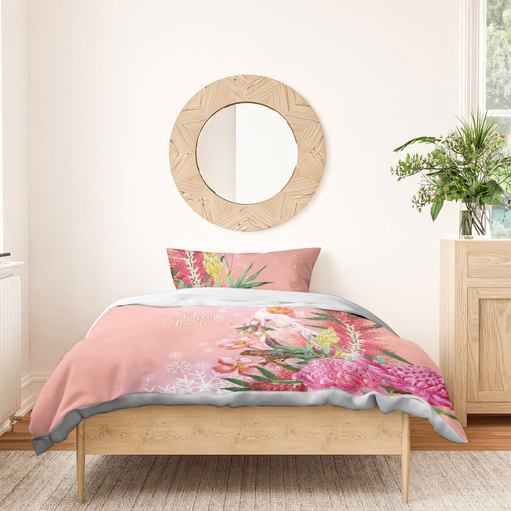 Australia Christmas Pink Cockatoo with Banksia Bedding Set Coral Pink