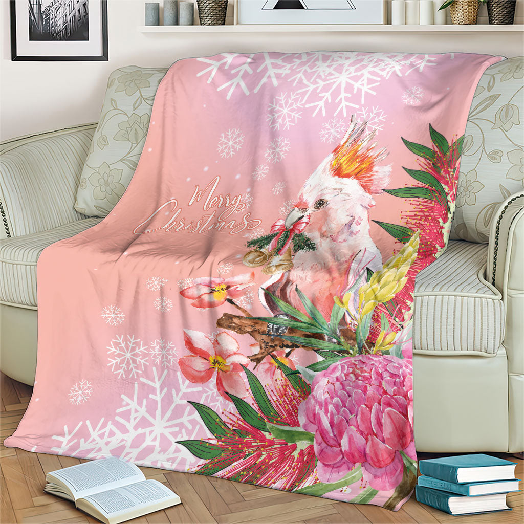 Australia Christmas Pink Cockatoo with Banksia Blanket Coral Pink