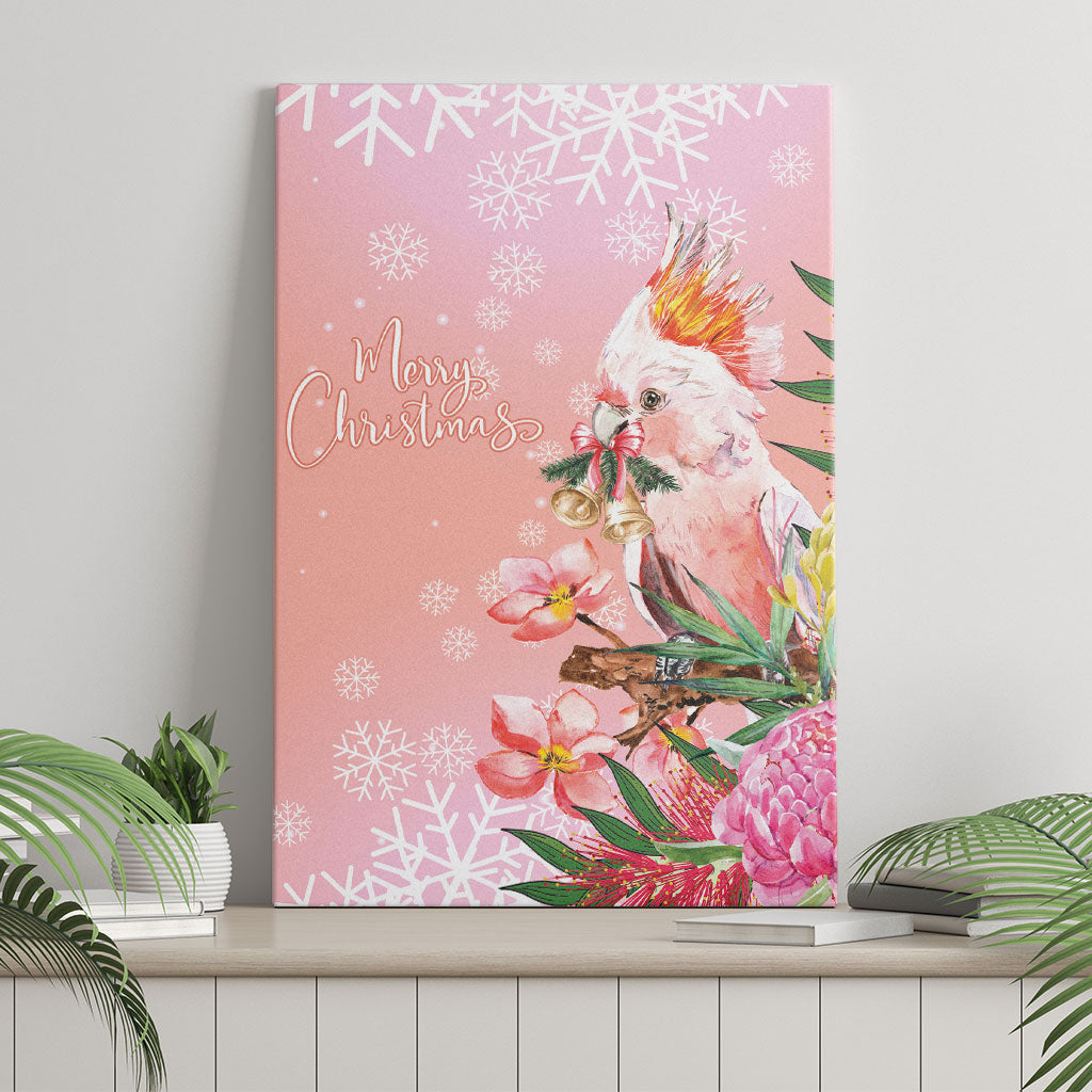 Australia Christmas Pink Cockatoo with Banksia Canvas Wall Art Coral Pink