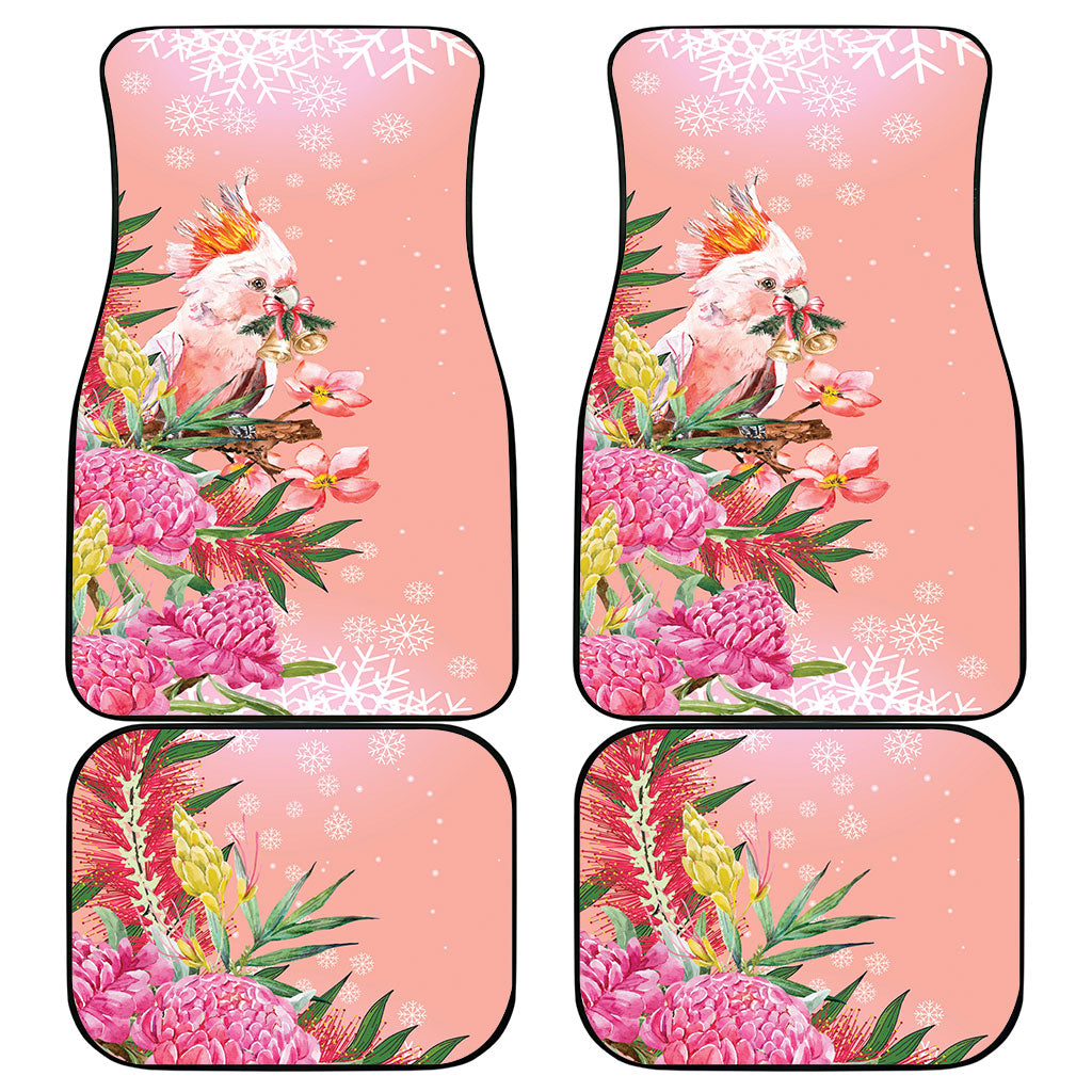 Australia Christmas Pink Cockatoo with Banksia Car Mats Coral Pink