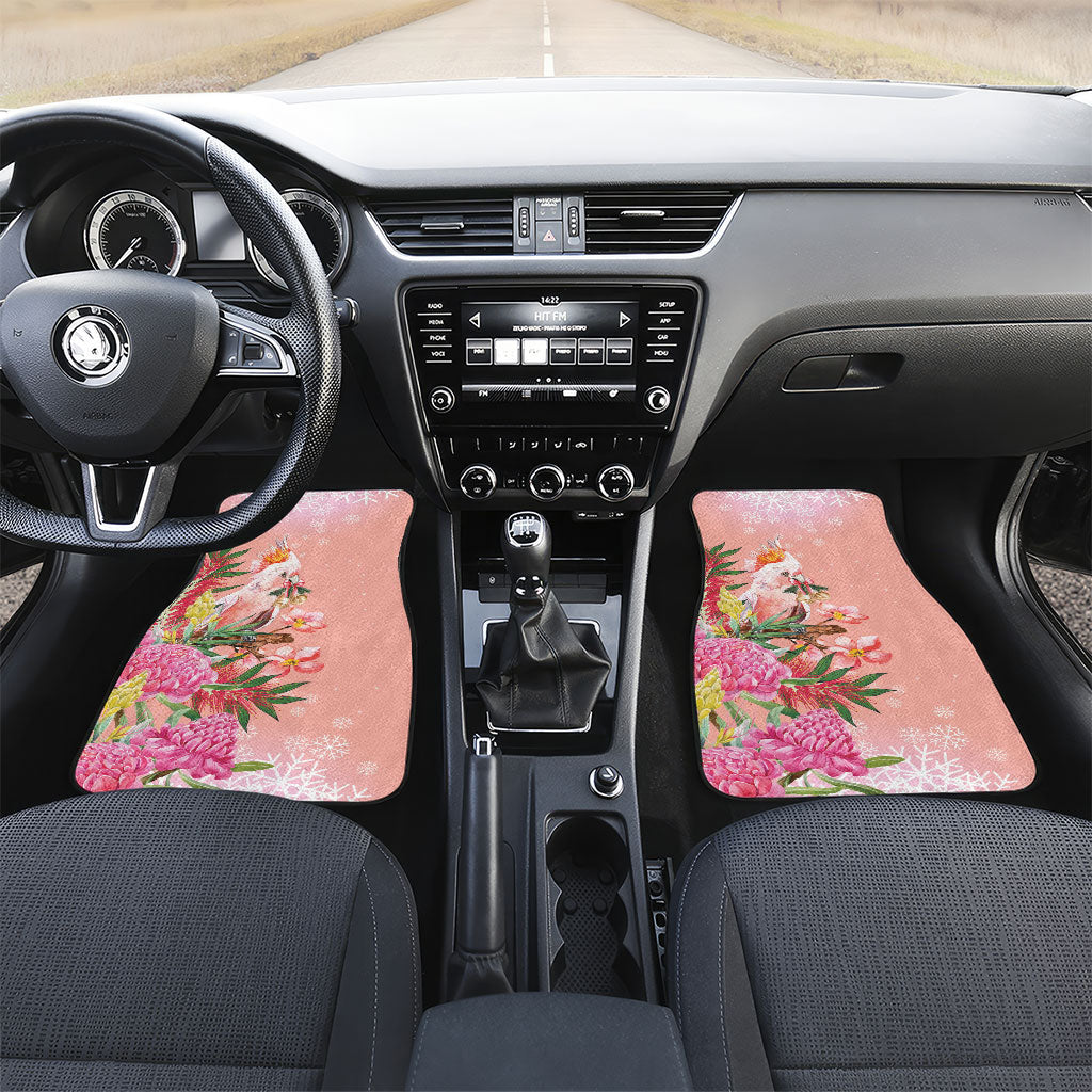 Australia Christmas Pink Cockatoo with Banksia Car Mats Coral Pink