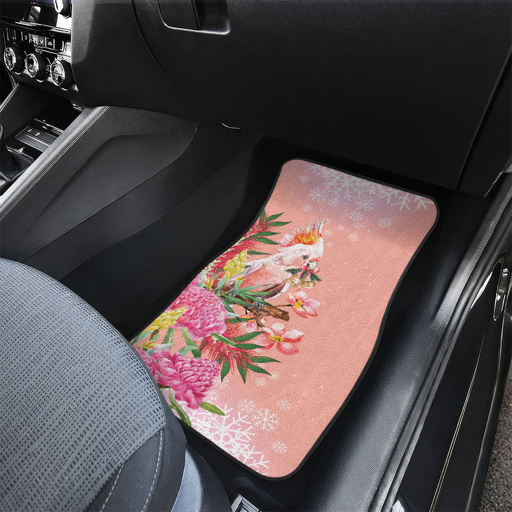 Australia Christmas Pink Cockatoo with Banksia Car Mats Coral Pink