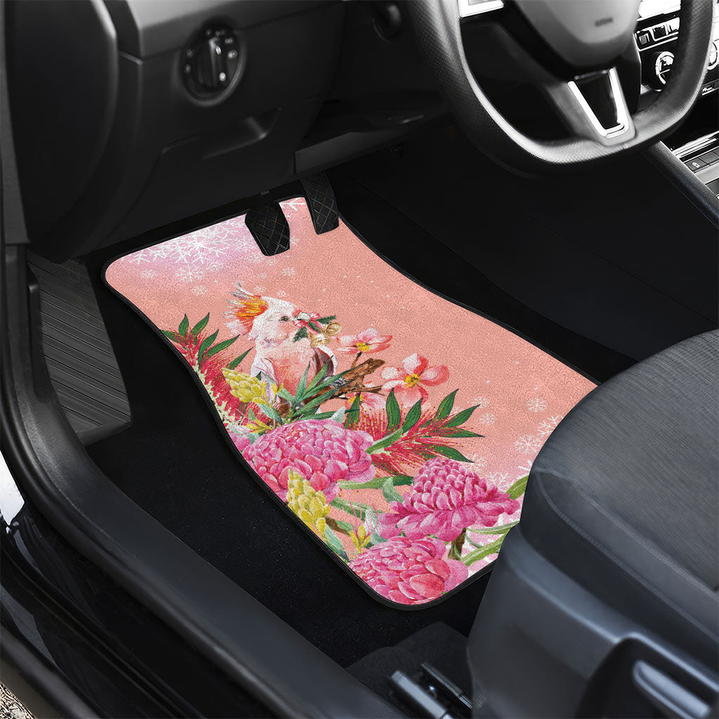 Australia Christmas Pink Cockatoo with Banksia Car Mats Coral Pink