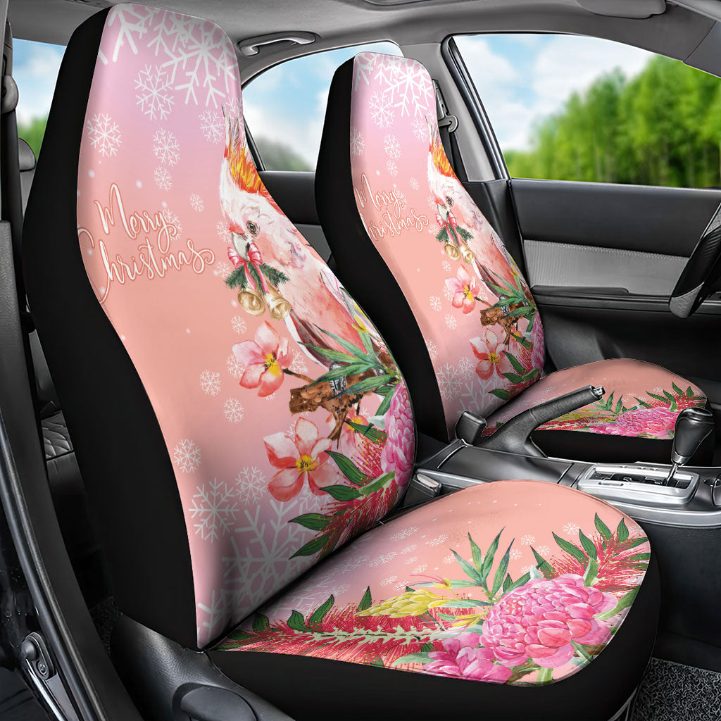 Australia Christmas Pink Cockatoo with Banksia Car Seat Cover Coral Pink