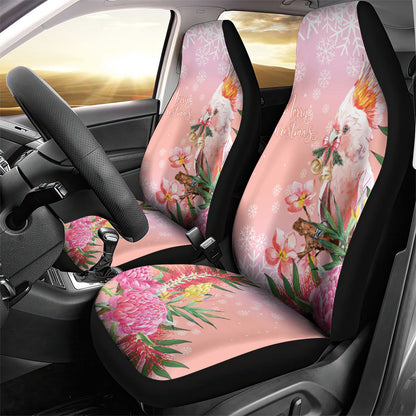Australia Christmas Pink Cockatoo with Banksia Car Seat Cover Coral Pink