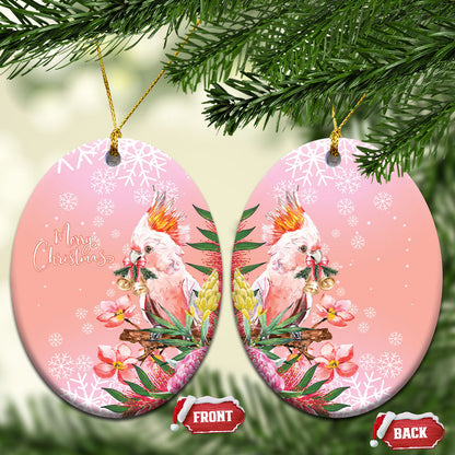 Australia Christmas Pink Cockatoo with Banksia Ceramic Ornament Coral Pink