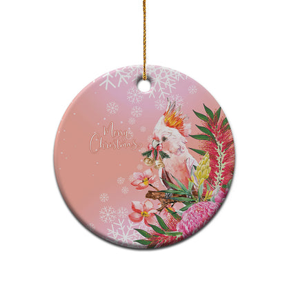 Australia Christmas Pink Cockatoo with Banksia Ceramic Ornament Coral Pink