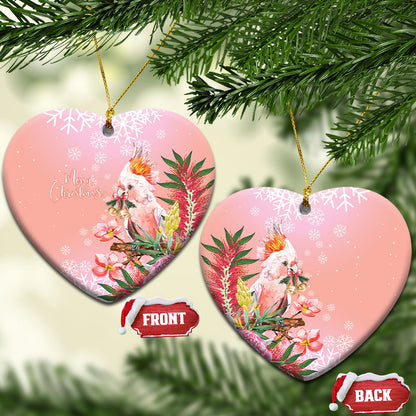 Australia Christmas Pink Cockatoo with Banksia Ceramic Ornament Coral Pink