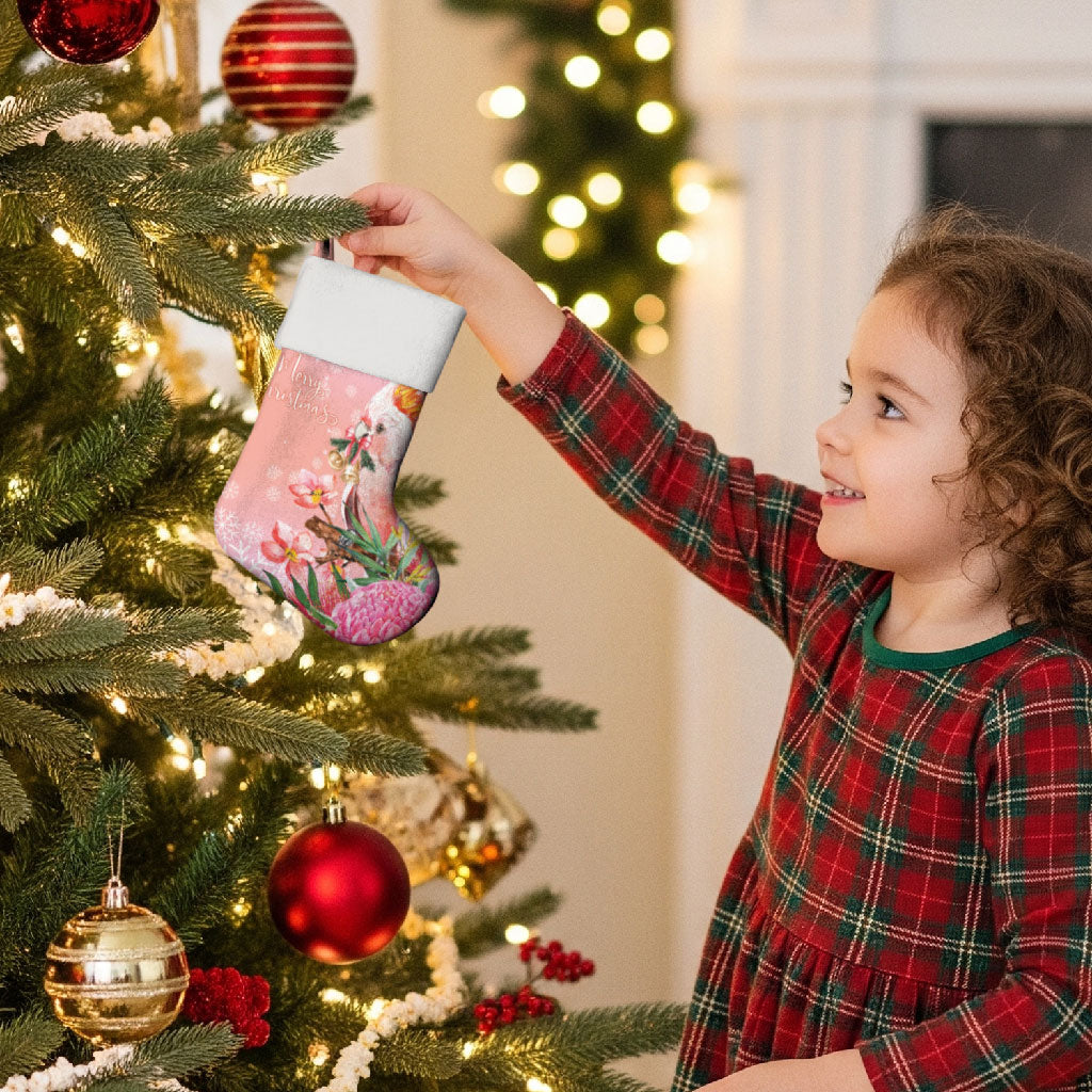 Australia Christmas Pink Cockatoo with Banksia Christmas Stocking Coral Pink