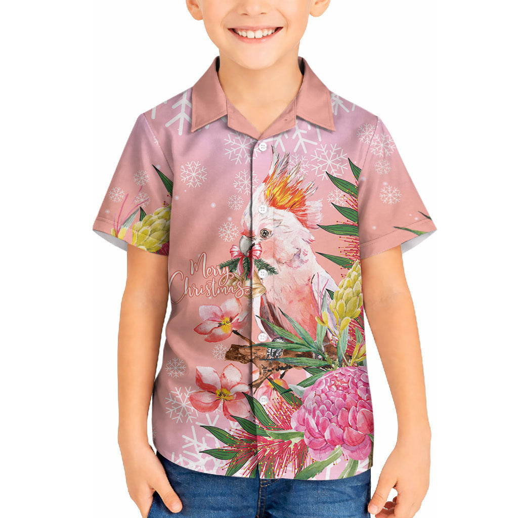 Australia Christmas Pink Cockatoo with Banksia Hawaiian Shirt Coral Pink