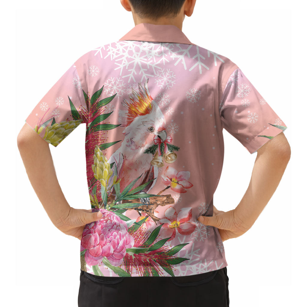 Australia Christmas Pink Cockatoo with Banksia Hawaiian Shirt Coral Pink