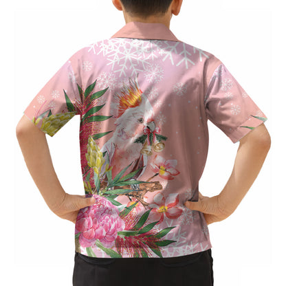 Australia Christmas Pink Cockatoo with Banksia Hawaiian Shirt Coral Pink