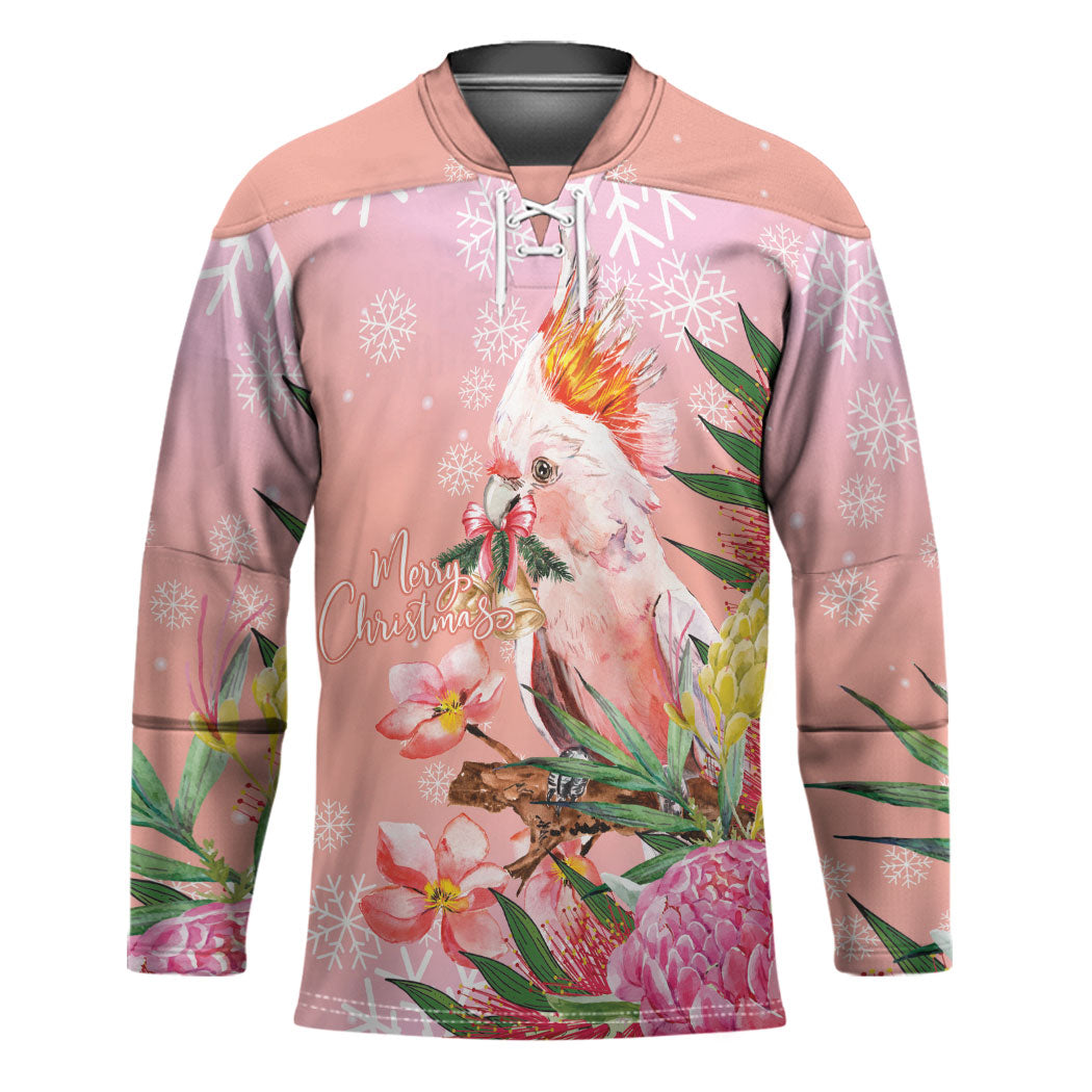 Australia Christmas Pink Cockatoo with Banksia Hockey Jersey Coral Pink