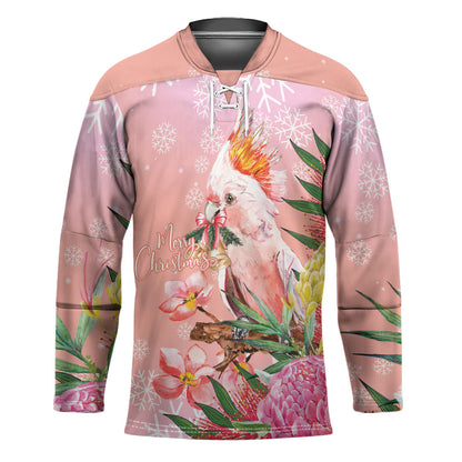 Australia Christmas Pink Cockatoo with Banksia Hockey Jersey Coral Pink