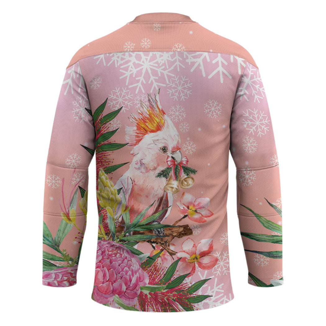 Australia Christmas Pink Cockatoo with Banksia Hockey Jersey Coral Pink