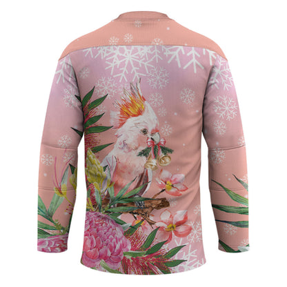 Australia Christmas Pink Cockatoo with Banksia Hockey Jersey Coral Pink