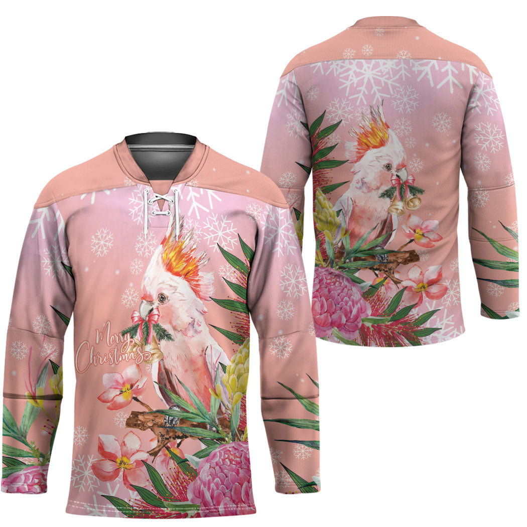 Australia Christmas Pink Cockatoo with Banksia Hockey Jersey Coral Pink