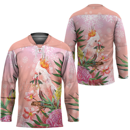 Australia Christmas Pink Cockatoo with Banksia Hockey Jersey Coral Pink