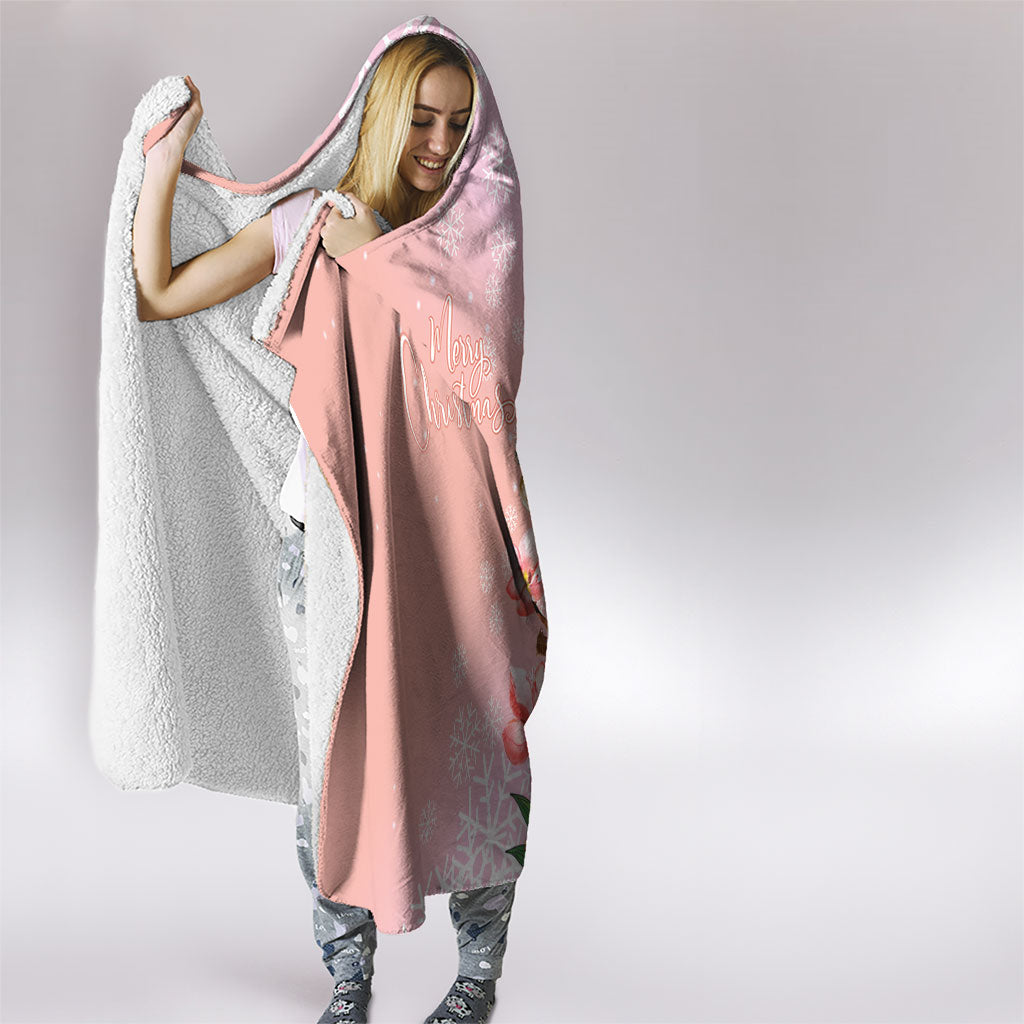 Australia Christmas Pink Cockatoo with Banksia Hooded Blanket Coral Pink