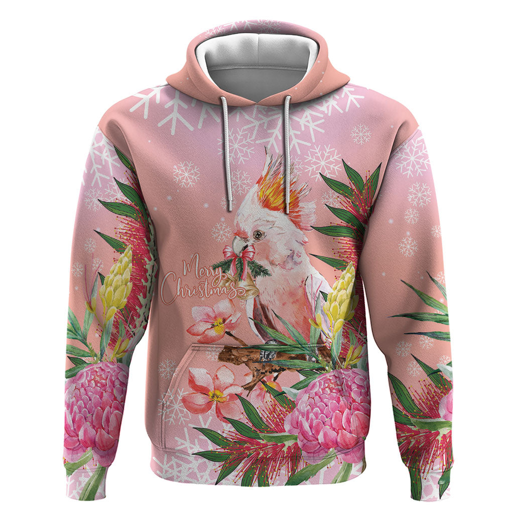 Australia Christmas Pink Cockatoo with Banksia Hoodie Coral Pink