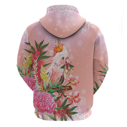 Australia Christmas Pink Cockatoo with Banksia Hoodie Coral Pink