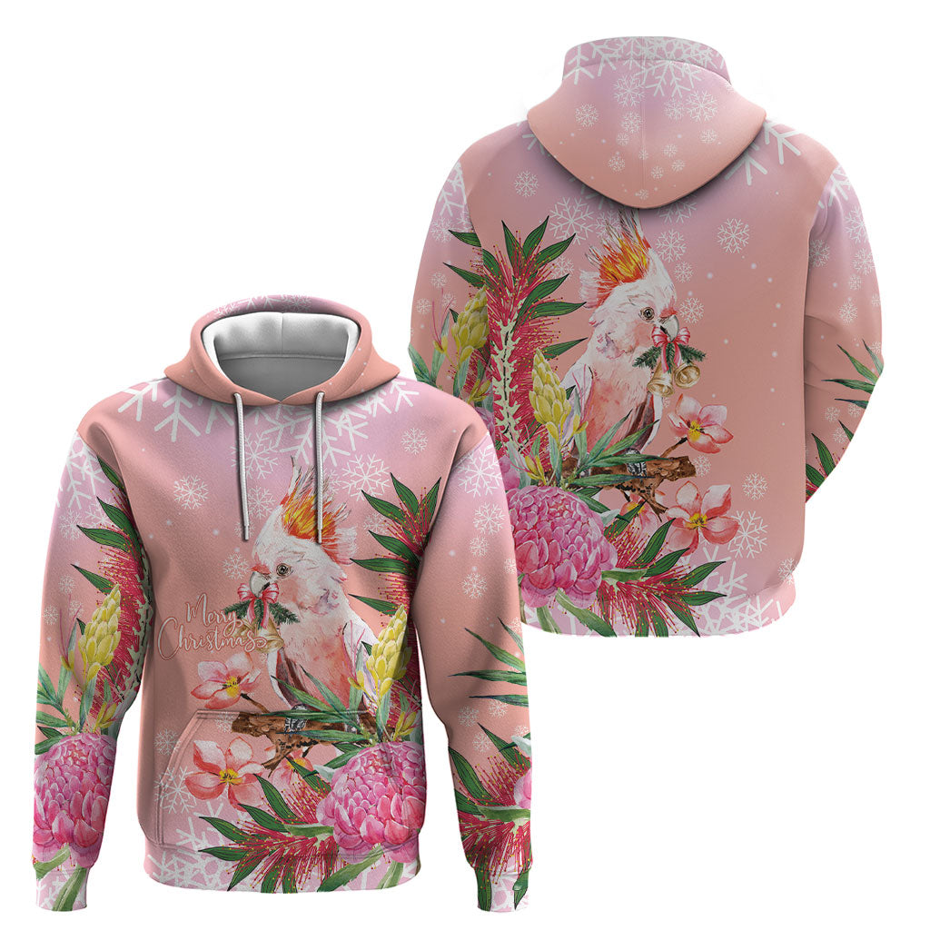 Australia Christmas Pink Cockatoo with Banksia Hoodie Coral Pink