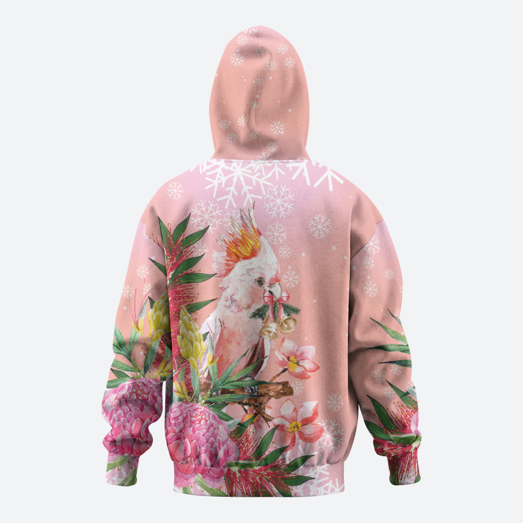 Australia Christmas Pink Cockatoo with Banksia Hoodie Coral Pink