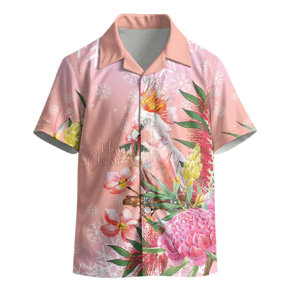 Australia Christmas Pink Cockatoo with Banksia Kid Hawaiian Shirt Coral Pink