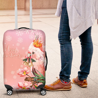 Australia Christmas Pink Cockatoo with Banksia Luggage Cover Coral Pink