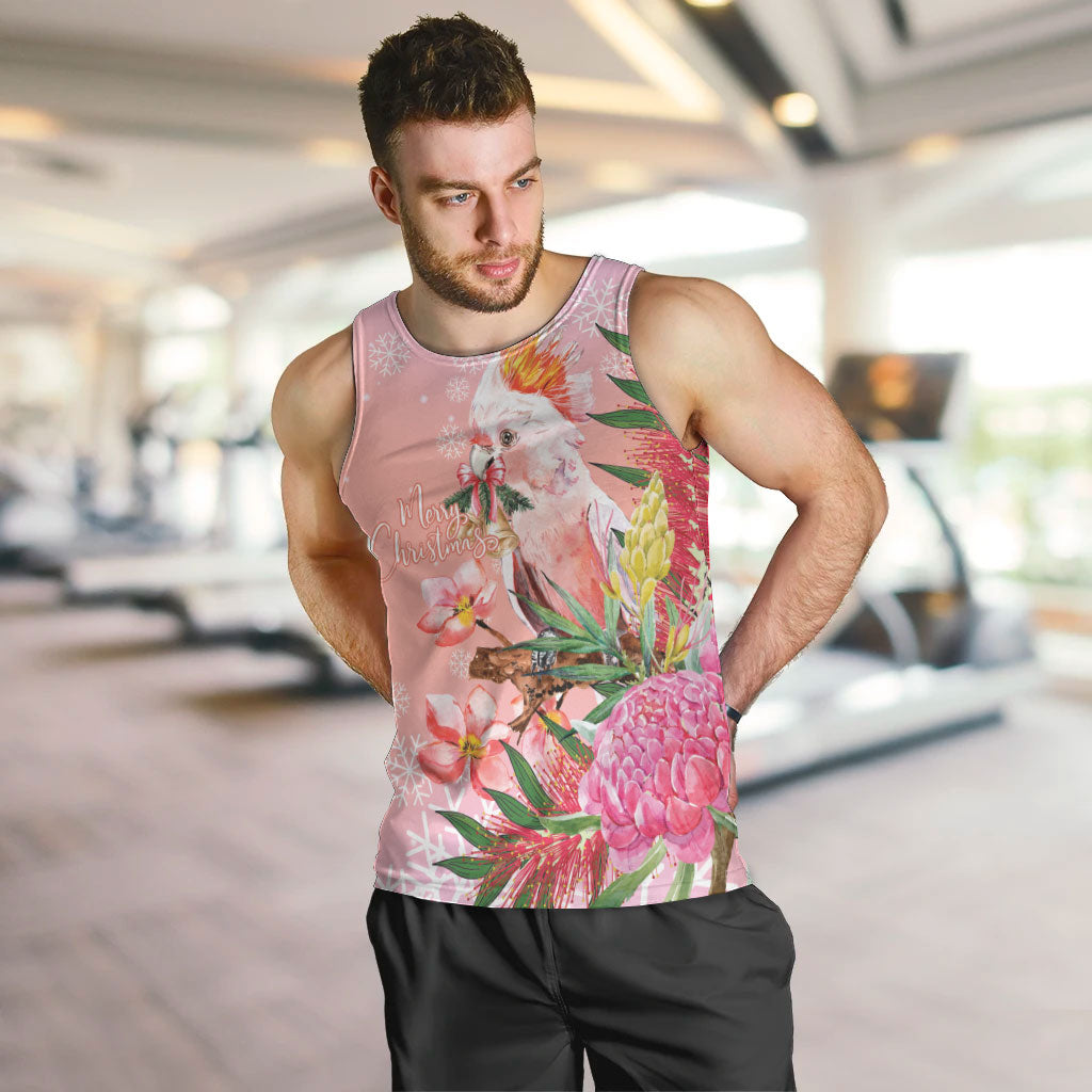 Australia Christmas Pink Cockatoo with Banksia Men Tank Top Coral Pink