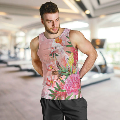 Australia Christmas Pink Cockatoo with Banksia Men Tank Top Coral Pink