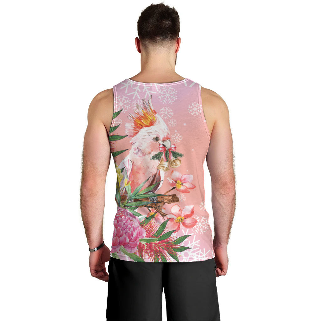 Australia Christmas Pink Cockatoo with Banksia Men Tank Top Coral Pink