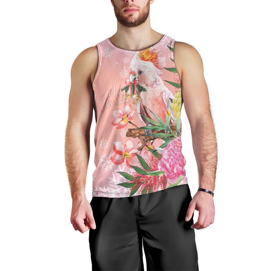 Australia Christmas Pink Cockatoo with Banksia Men Tank Top Coral Pink