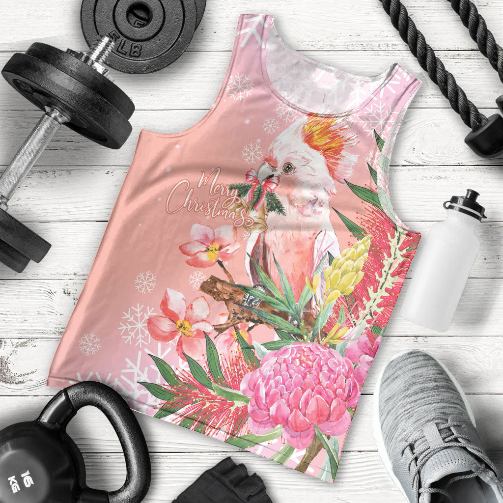 Australia Christmas Pink Cockatoo with Banksia Men Tank Top Coral Pink