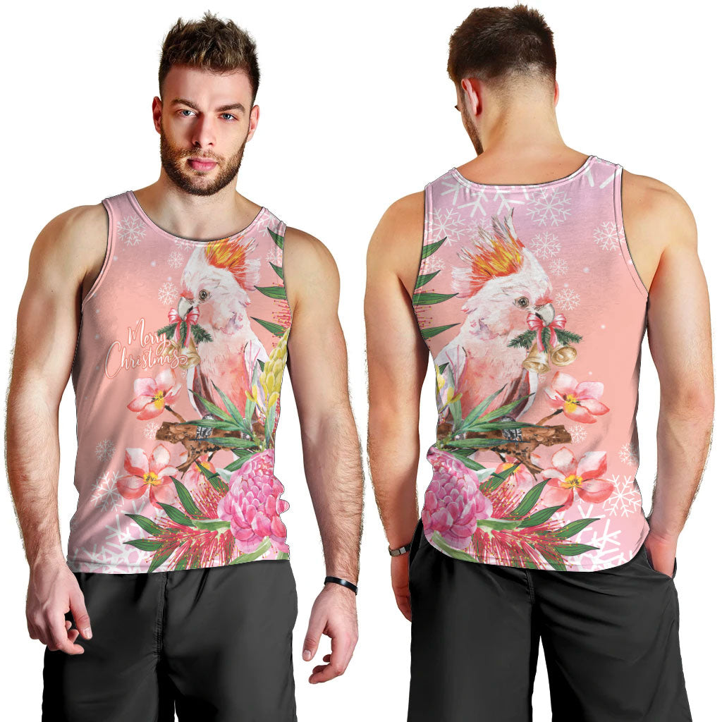 Australia Christmas Pink Cockatoo with Banksia Men Tank Top Coral Pink