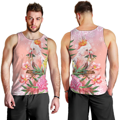 Australia Christmas Pink Cockatoo with Banksia Men Tank Top Coral Pink
