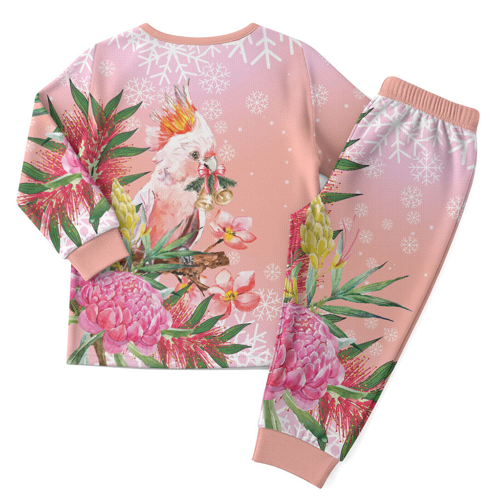 Australia Christmas Pink Cockatoo with Banksia Christmas Pajama Set Coral Pink