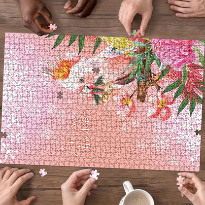 Australia Christmas Pink Cockatoo with Banksia Puzzle Coral Pink