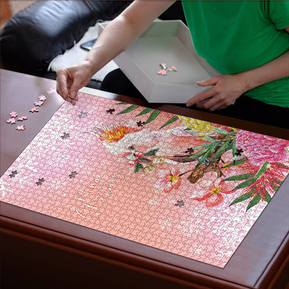 Australia Christmas Pink Cockatoo with Banksia Puzzle Coral Pink