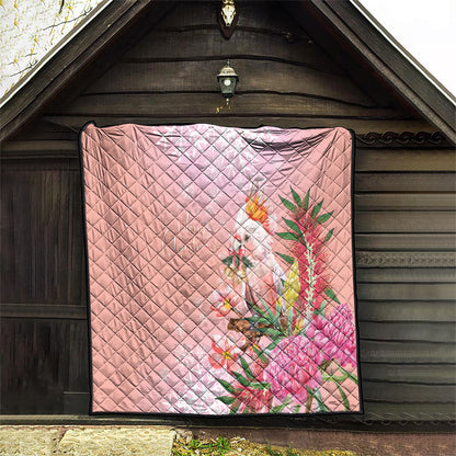 Australia Christmas Pink Cockatoo with Banksia Quilt Coral Pink