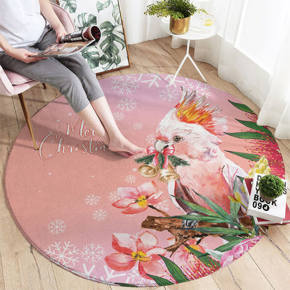 Australia Christmas Pink Cockatoo with Banksia Round Carpet Coral Pink
